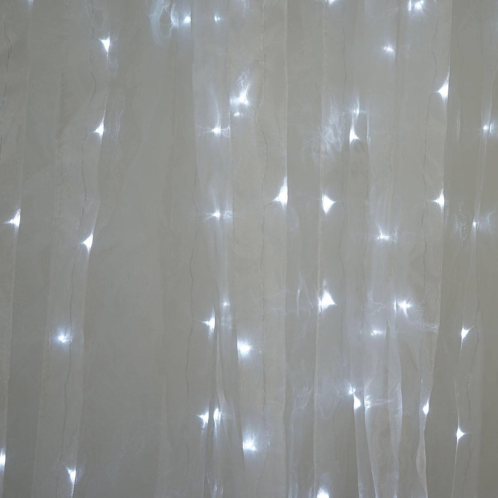 20ftx10ft White Sheer Organza w Cool LED Lights Decorative Curtain Panel