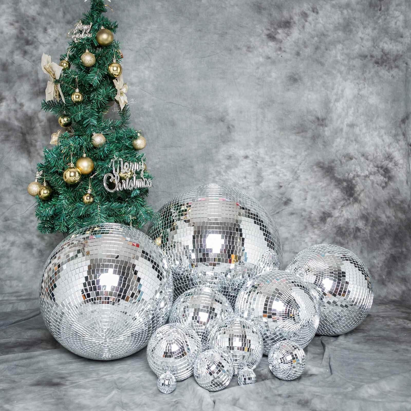 4 Pack 6" Silver Foam Disco Mirror Ball With Hanging Strings, Holiday Christmas Ornaments