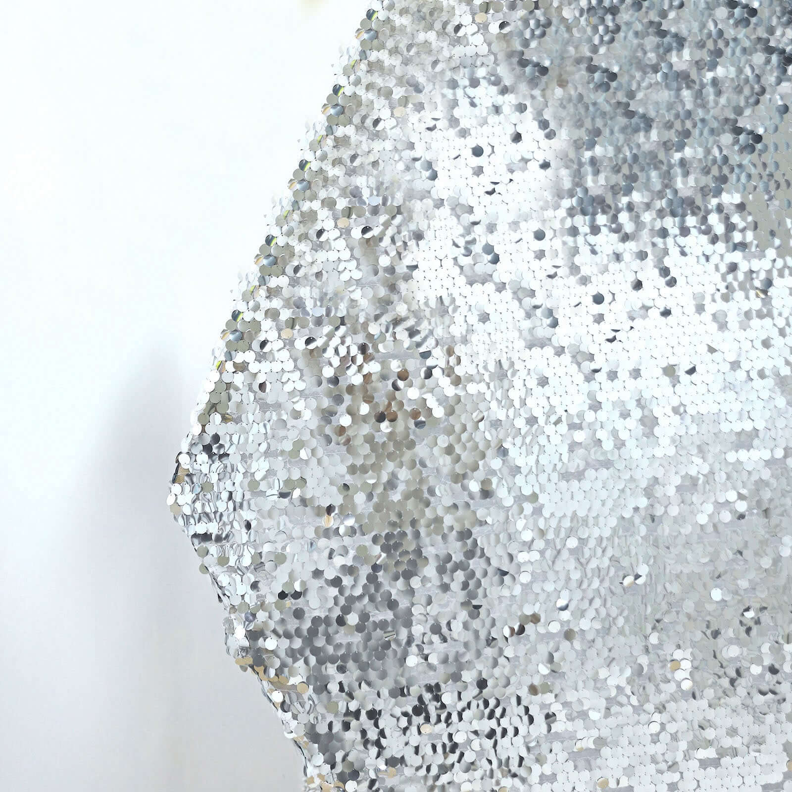 8ftx7ft Silver Big Payette Sequin Sparkly Hexagon Backdrop Stand Cover