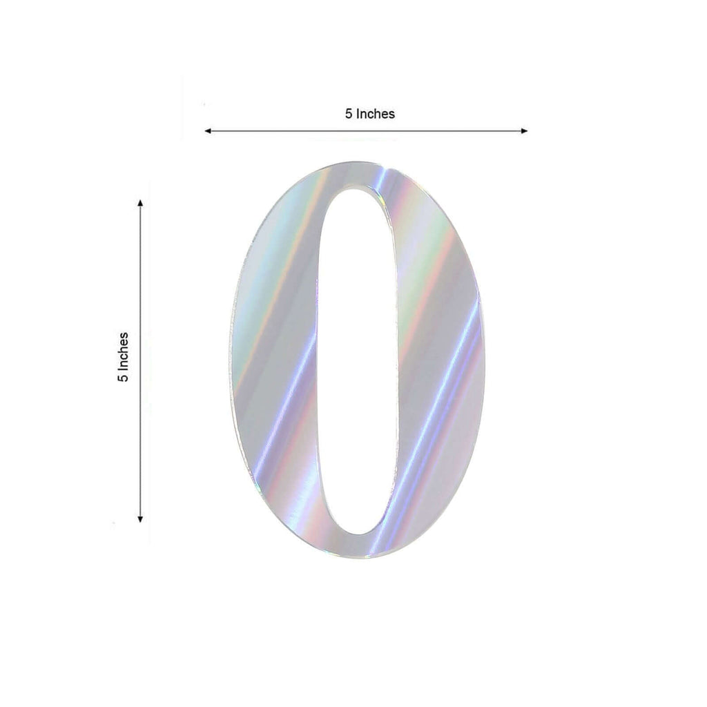 4 Pack 5" Iridescent 0-9 Number Stickers Banner, Customizable Stick on Numbers - 0