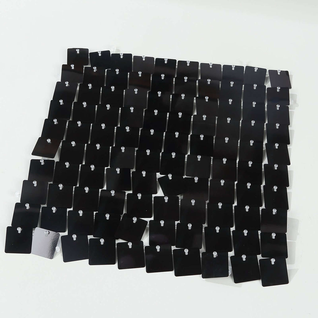 Shiny Black Square Sequin Shimmer Wall Party Photo Backdrop, 24sq.ft Active Spangle Wall Art DÃ©cor Panels - 24 Panels - Bell Racket Store