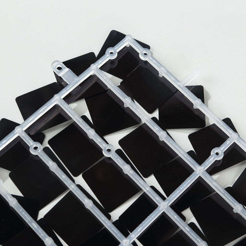 Shiny Black Square Sequin Shimmer Wall Party Photo Backdrop, 24sq.ft Active Spangle Wall Art DÃ©cor Panels - 24 Panels - Bell Racket Store