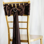 5 Pack Satin Chair Sashes Chocolate - Durable Chair Bows with Shiny Finish 6"x106"