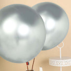 5 Pack 18" Metallic Chrome Silver Latex Helium Air Party Balloons