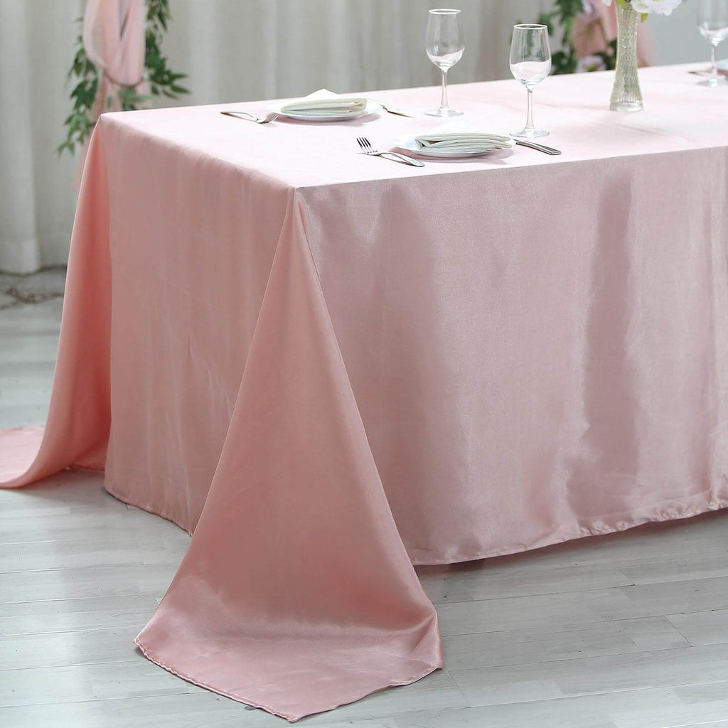 Satin Rectangular 90"x132" Tablecloth Dusty Rose - Seamless Table Cover