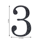 Decorative Rhinestone Number "3" Stickers, Glitter Adhesive Craft Numbers Black DIY Sparkle Embellishments 4"