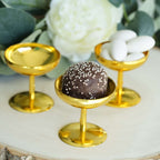 12-Pack Plastic Dessert Cup Candy Dishes Gold - Decorative Mini Pedestal Stands for Treats 2"