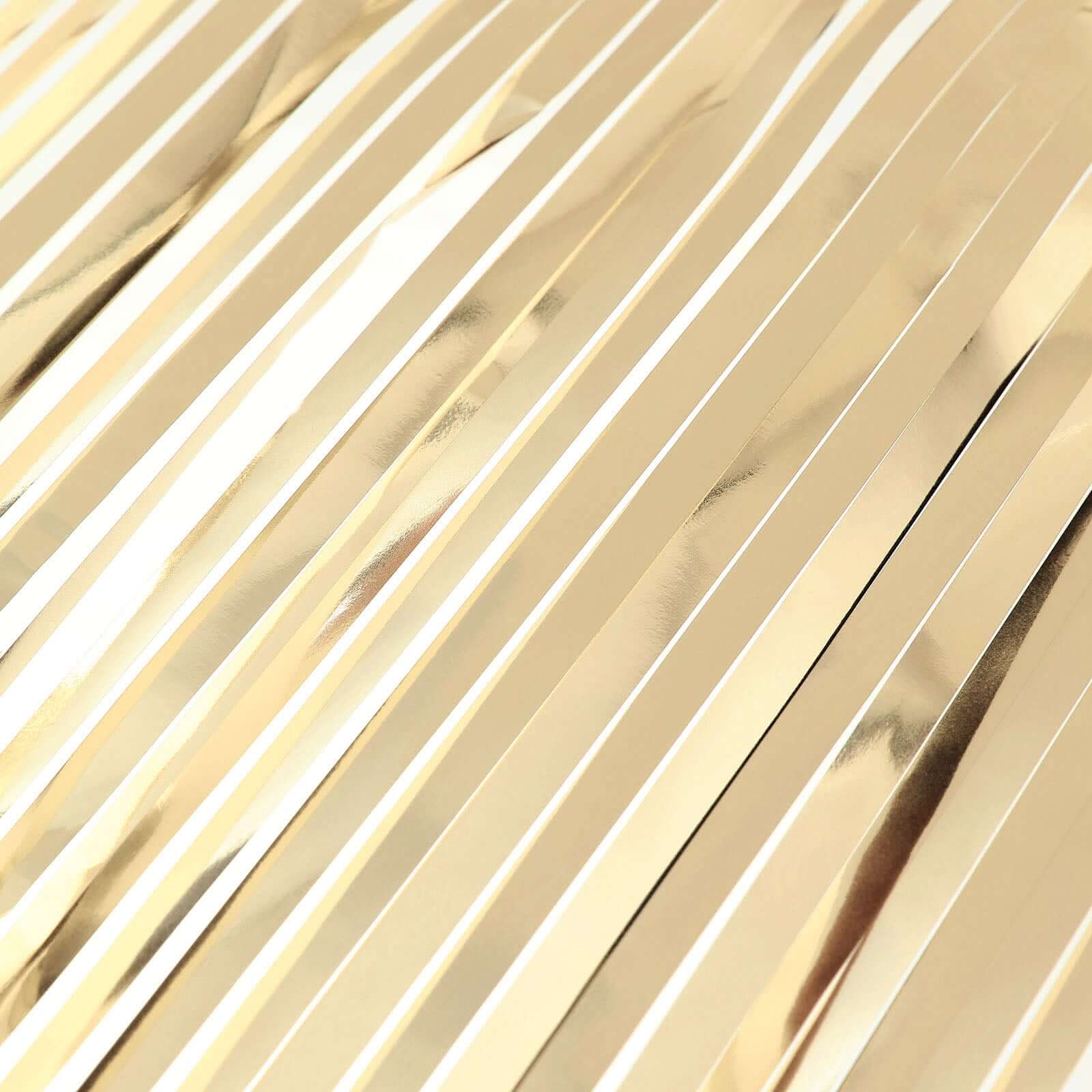 Metallic Foil Fringe Table Skirt Champagne with Self Adhesive Backing - Durable Tinsel Skirt for Parties 30"x9ft