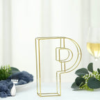 8" Tall Gold Freestanding 3D Decorative Wire Letter, Wedding Centerpiece - P