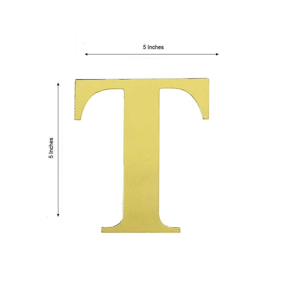 4 Pack 5" Metallic Gold Alphabet Stickers Banner, Customizable Stick on Gold Letters - T