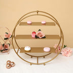 3-Tier Metal Round Cupcake Stand Matte Gold - Stylish Dessert Holder Appetizer Display for Modern Weddings Dessert Buffets & Celebrations 21"