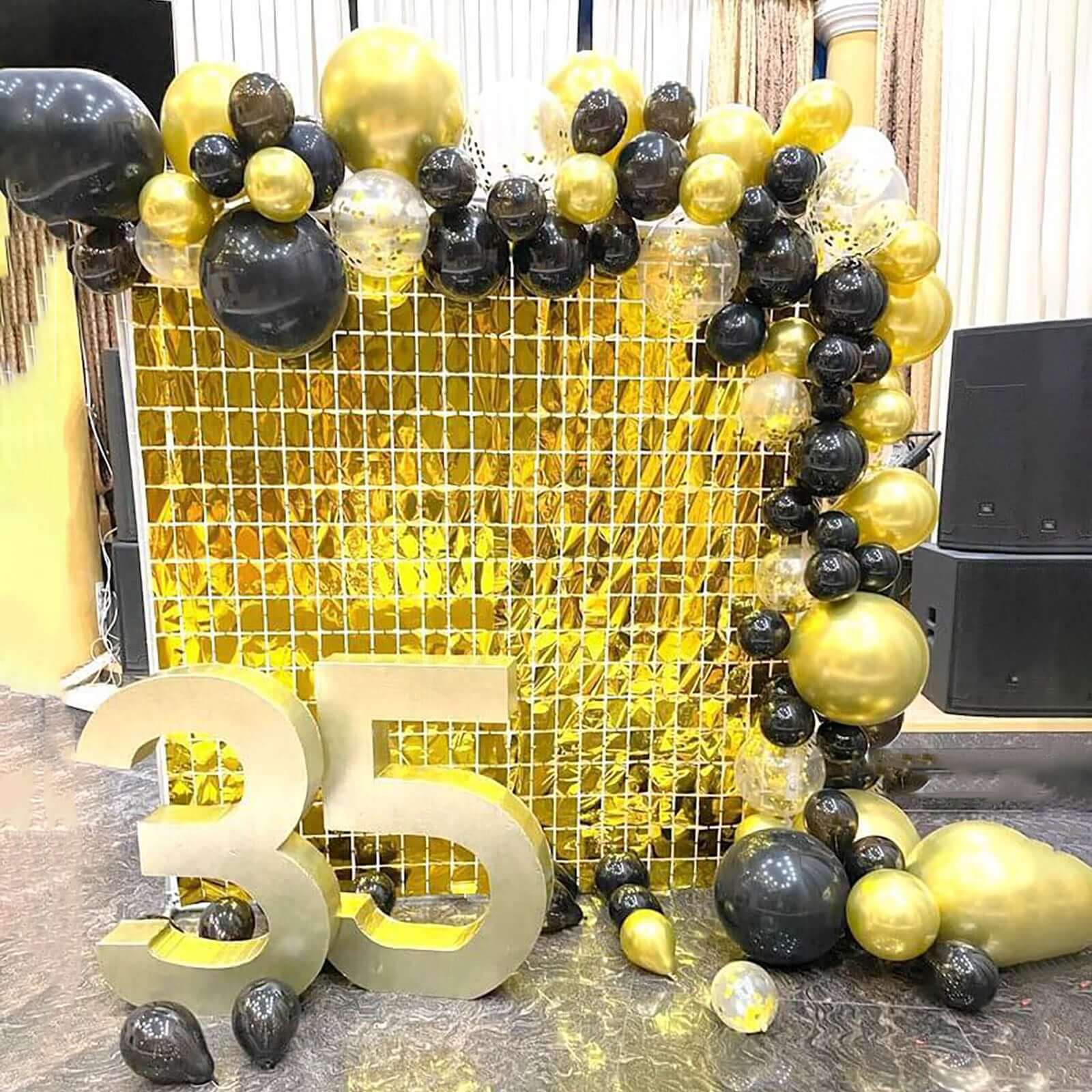 Shiny Gold Metallic Foil Rectangle Curtain Party Backdrop Door Window Curtain - 3ftx6.5ft - Bell Racket Store