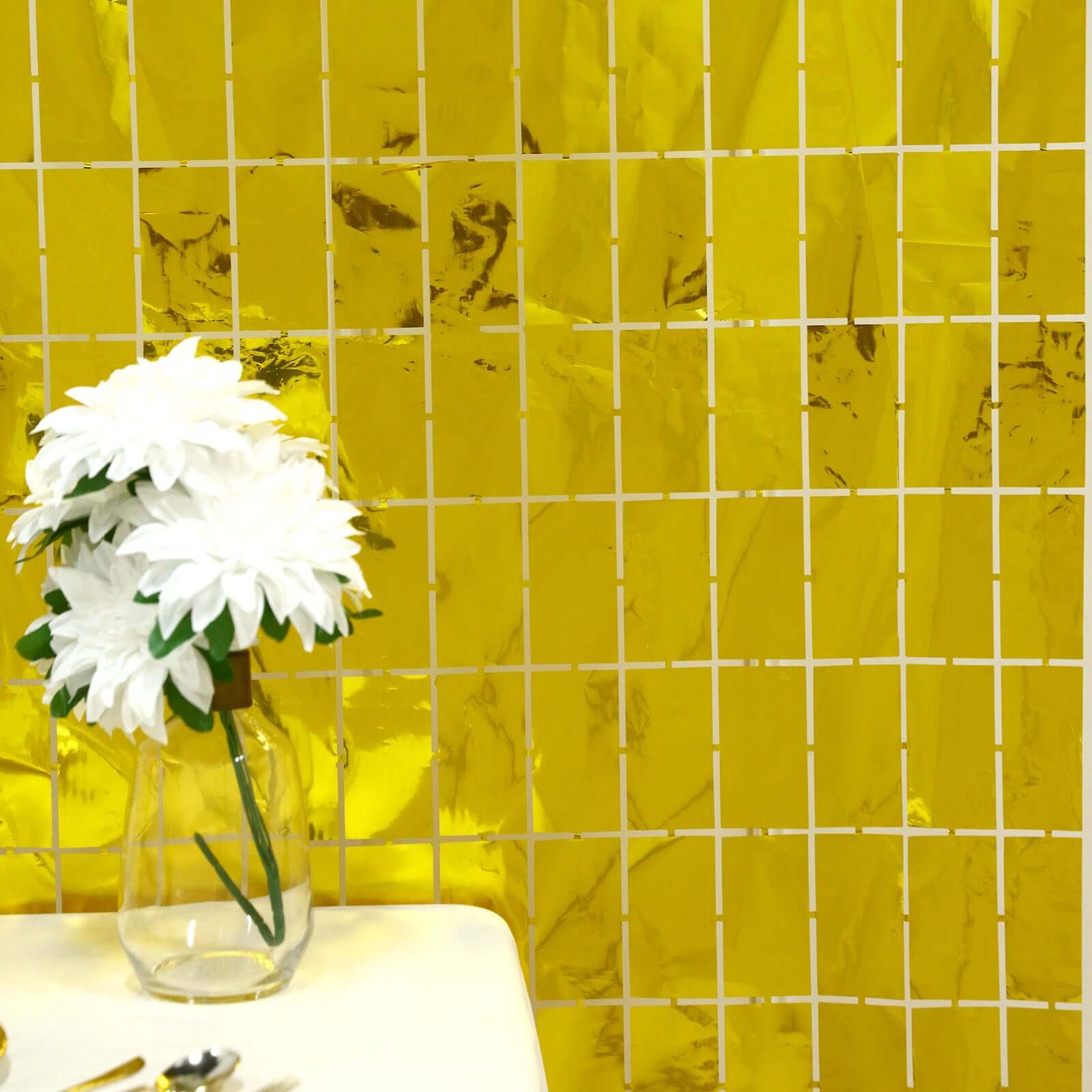 Shiny Gold Metallic Foil Rectangle Curtain Party Backdrop Door Window Curtain - 3ftx6.5ft - Bell Racket Store