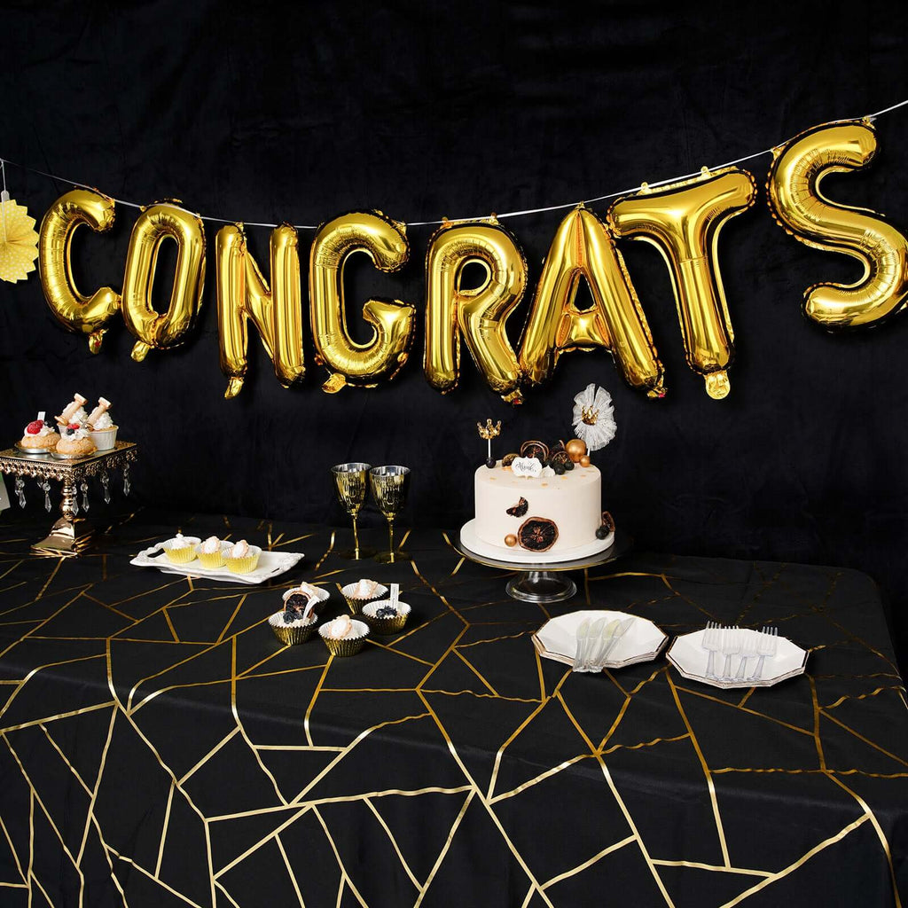 13" Ready-To-Use Shiny Gold "Congrats" Mylar Foil Balloon Banner Sign
