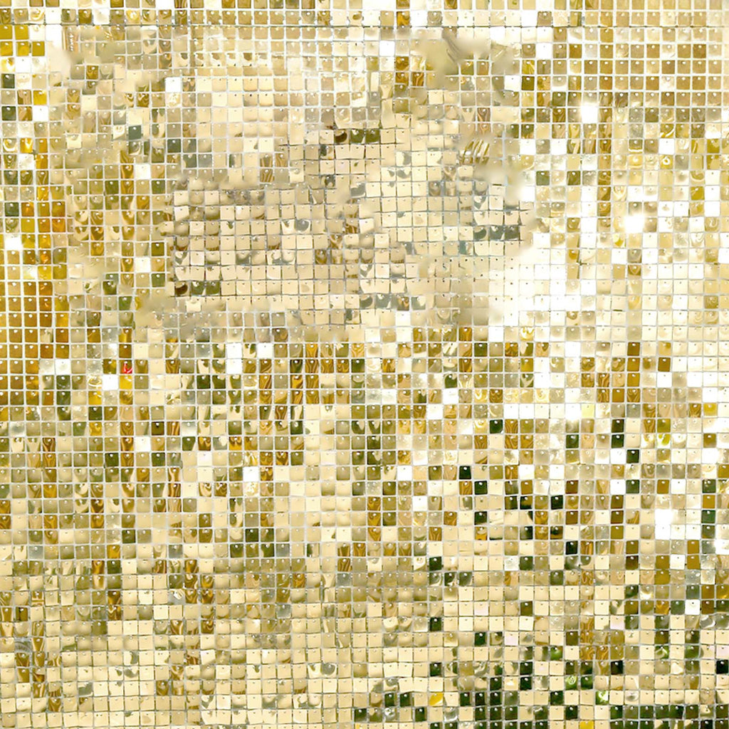 Shiny Gold Square Sequin Shimmer Wall Party Photo Backdrop, 24sq.ft Active Spangle Wall Art DÃ©cor Panels - 24 Panels - Bell Racket Store