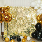 Shiny Gold Square Sequin Shimmer Wall Party Photo Backdrop, 24sq.ft Active Spangle Wall Art DÃ©cor Panels - 24 Panels - Bell Racket Store