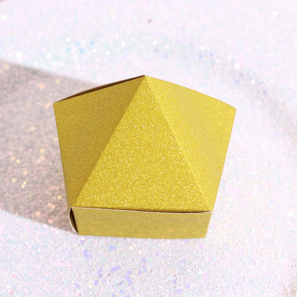 25 Pack 3"x4" DIY Gold Glittered Geometric Wedding Favor Gift Box