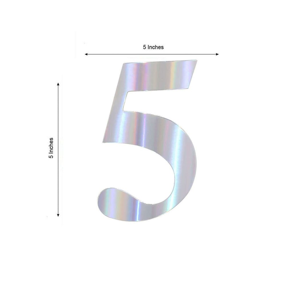 4-Pack Stickers Banner Custom 0-9 Number "5" Design Iridescent - Milestone Age and Date Stick-On Numbers 5"