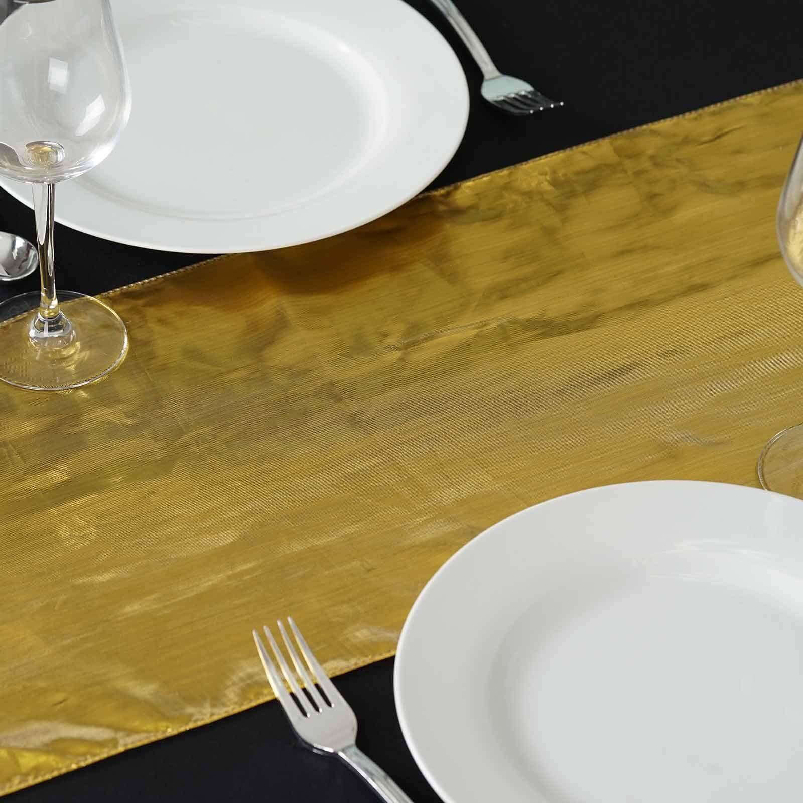 Shiny Metallic Lame 13"x108" Table Runner Gold - Glamorous Shimmer Table Decor - NestOCart