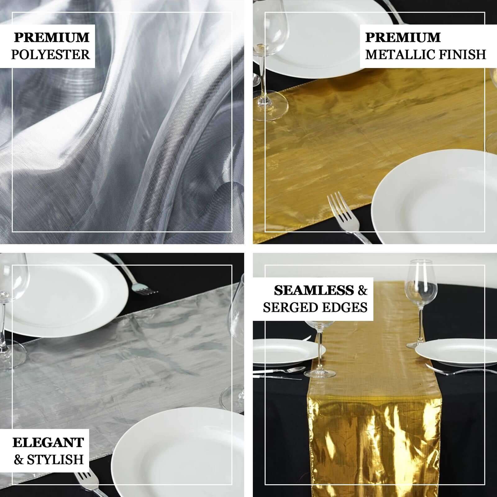 Shiny Metallic Lame 13"x108" Table Runner Gold - Glamorous Shimmer Table Decor - NestOCart