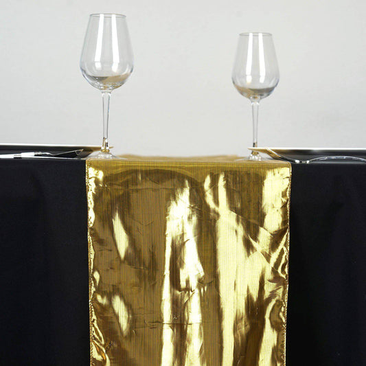 Shiny Metallic Lame 13"x108" Table Runner Gold - Glamorous Shimmer Table Decor - NestOCart