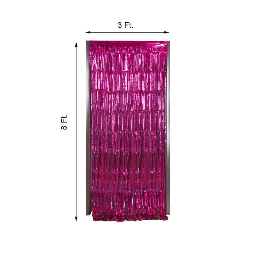8ft Fuchsia Metallic Tinsel Foil Fringe Doorway Curtain Party Backdrop