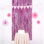 8ft Fuchsia Metallic Tinsel Foil Fringe Doorway Curtain Party Backdrop