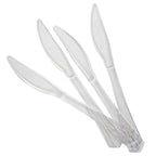 25-Pack Plastic Knives Clear Heavy Duty with Fluted Handles - Durable Disposable Utensils 7"