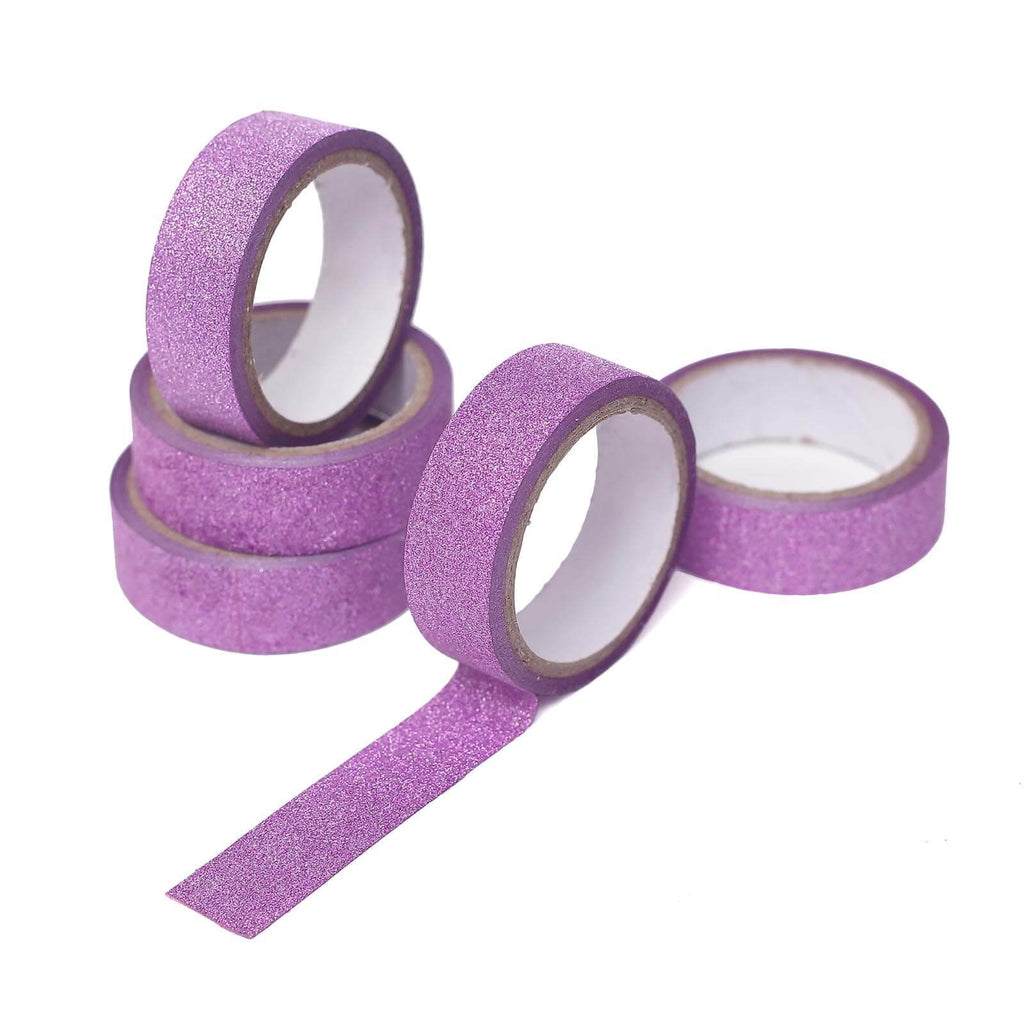 5 Pack 0.5"x5 Yards Purple Washi DIY Craft Glitter Tape