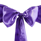 5 Pack Satin Chair Sashes Purple - Durable Chair Bows with Shiny Finish 6"x106"