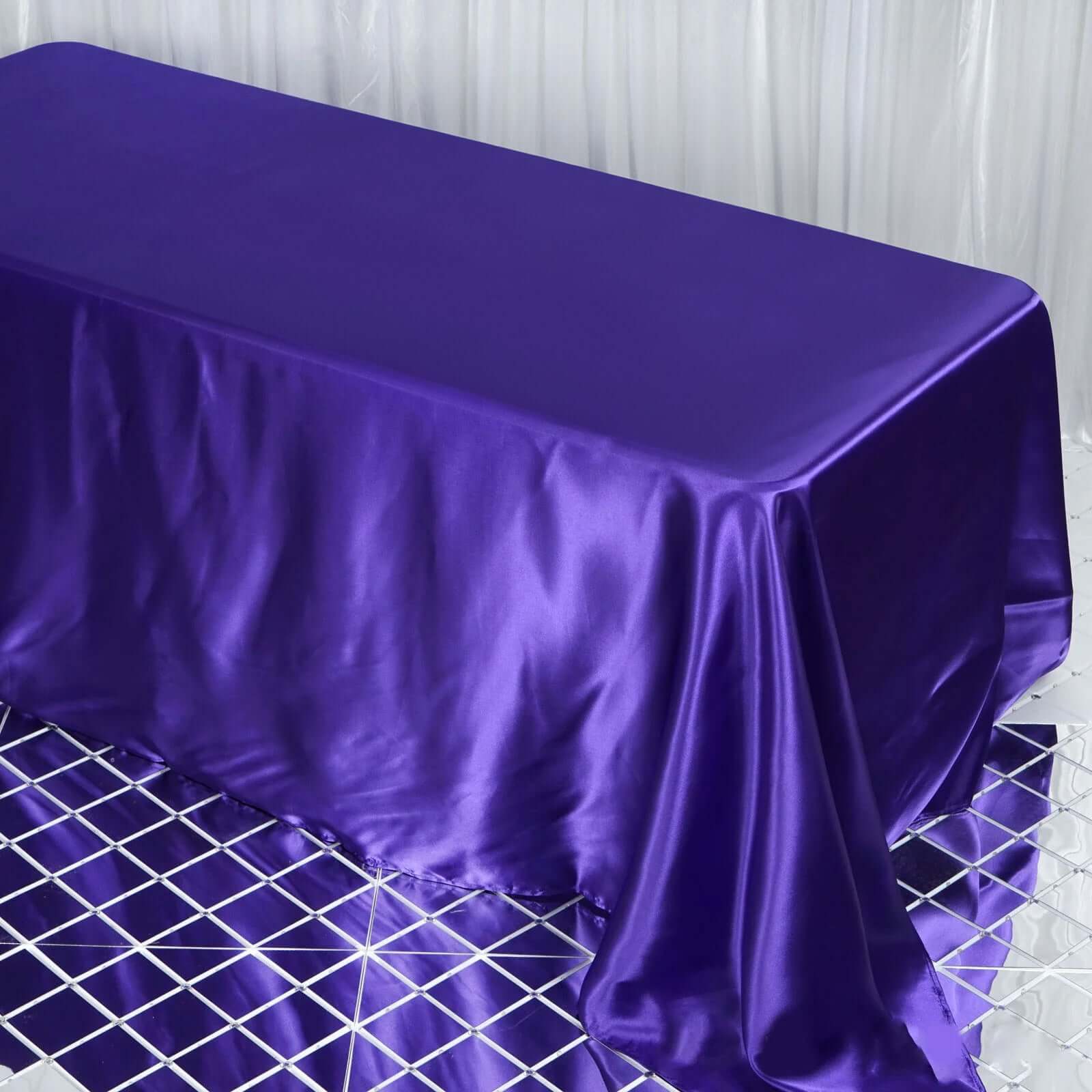 Satin Rectangular 90"x132" Tablecloth Purple - Seamless Table Cover