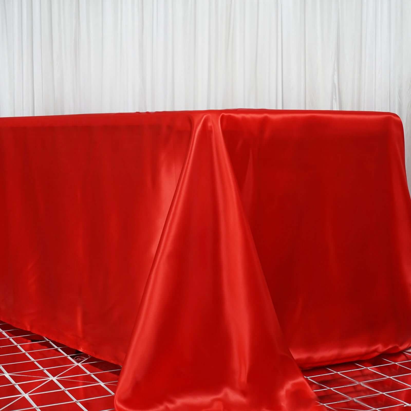Satin Rectangular 90"x156" Tablecloth Red - Seamless Table Cover