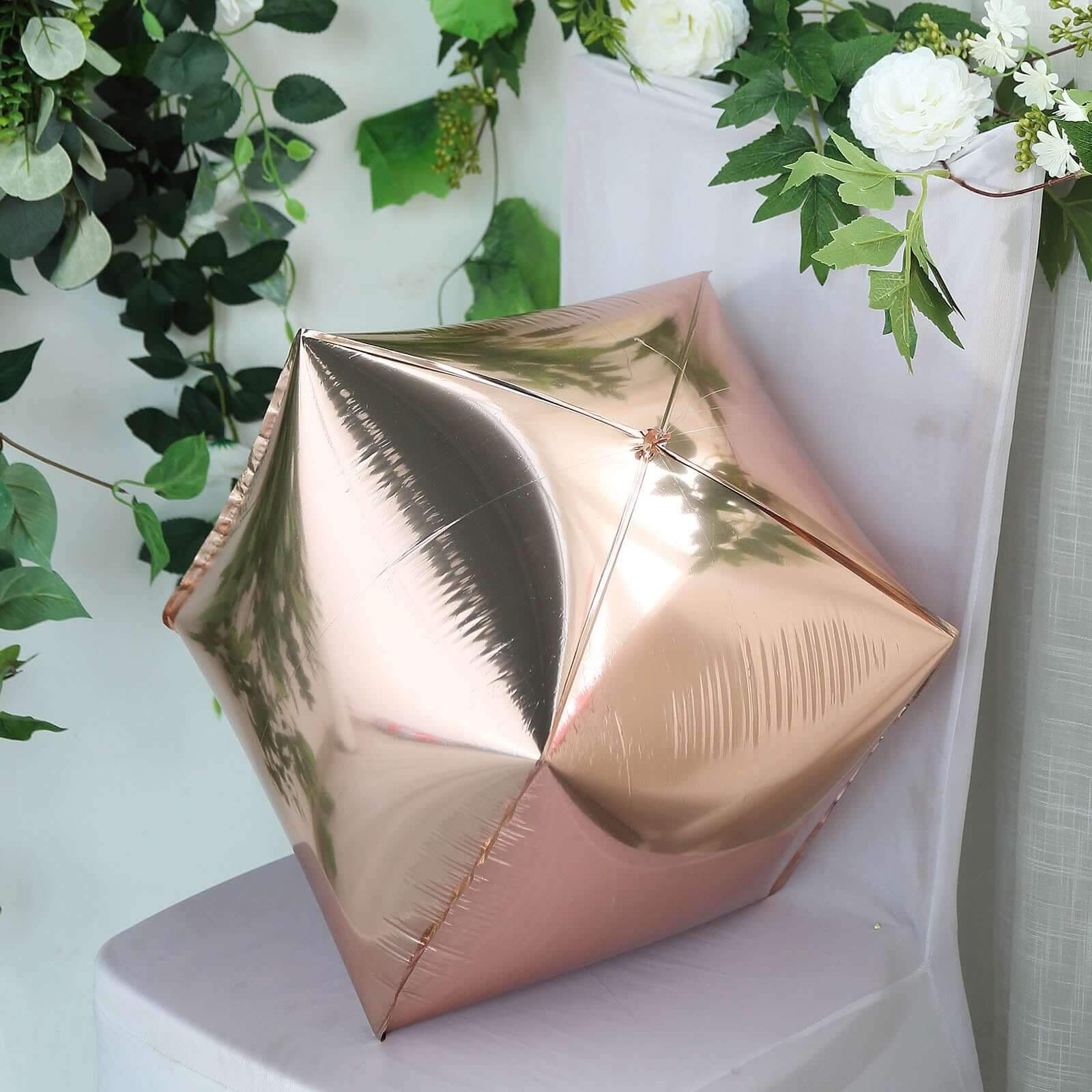14" 4D Rose Gold Cube Shaped Mylar Foil Helium Air Balloons