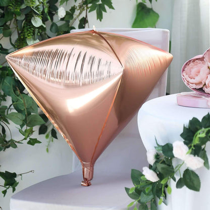 3 Pack 16" Rose Gold 4D Diamond Self-Sealing Reusable Foil Balloon
