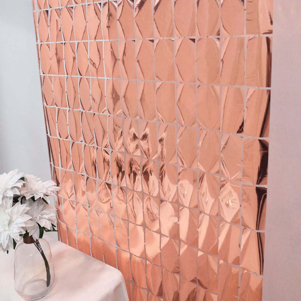 Shiny Rose Gold Metallic Foil Rectangle Curtain Party Backdrop Door Window Curtain - 3ftx6.5ft - Bell Racket Store