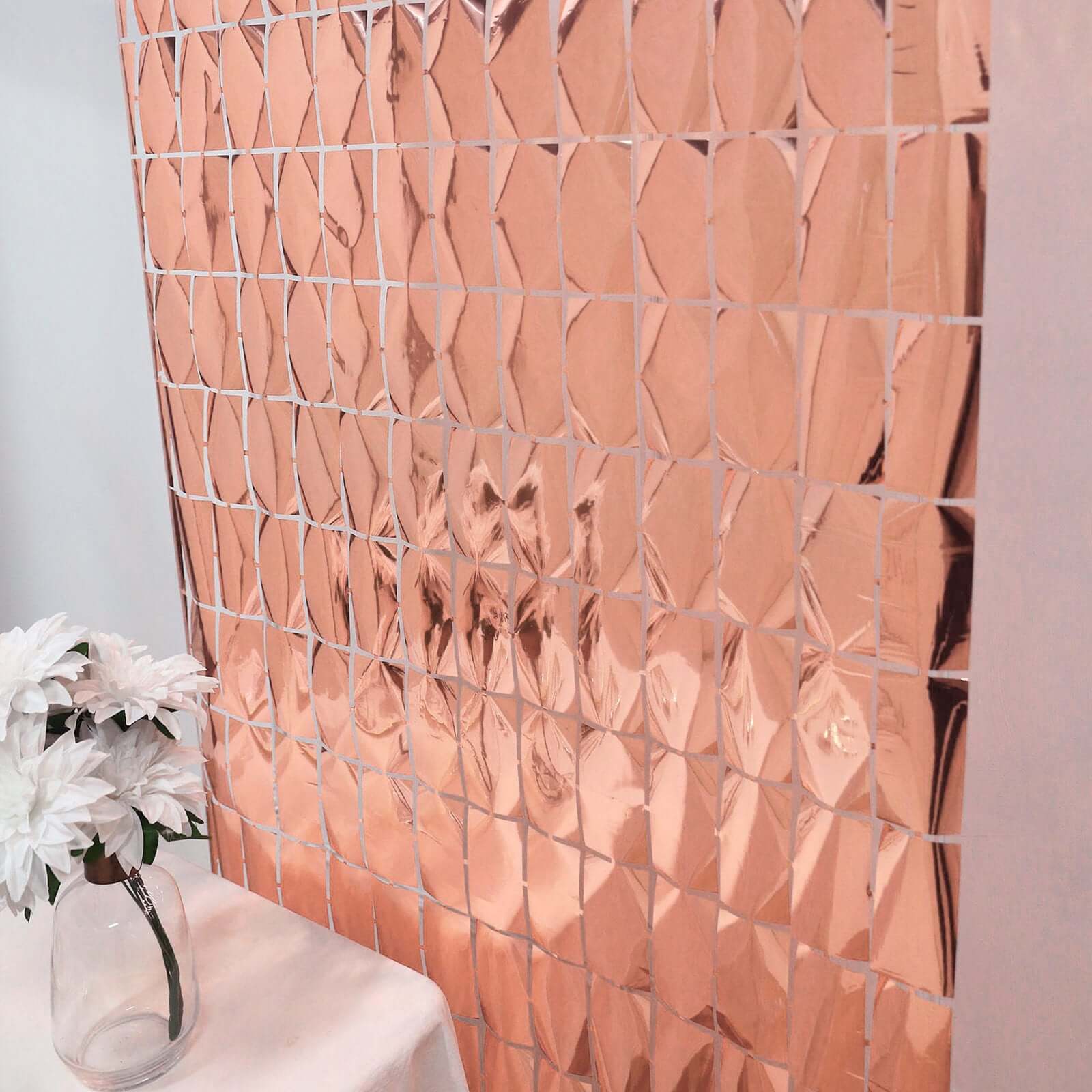 Shiny Rose Gold Metallic Foil Rectangle Curtain Party Backdrop Door Window Curtain - 3ftx6.5ft - Bell Racket Store