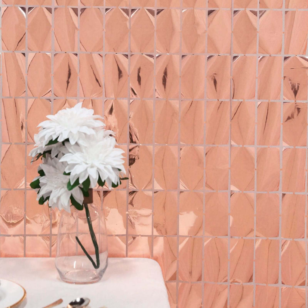 Shiny Rose Gold Metallic Foil Rectangle Curtain Party Backdrop Door Window Curtain - 3ftx6.5ft - Bell Racket Store