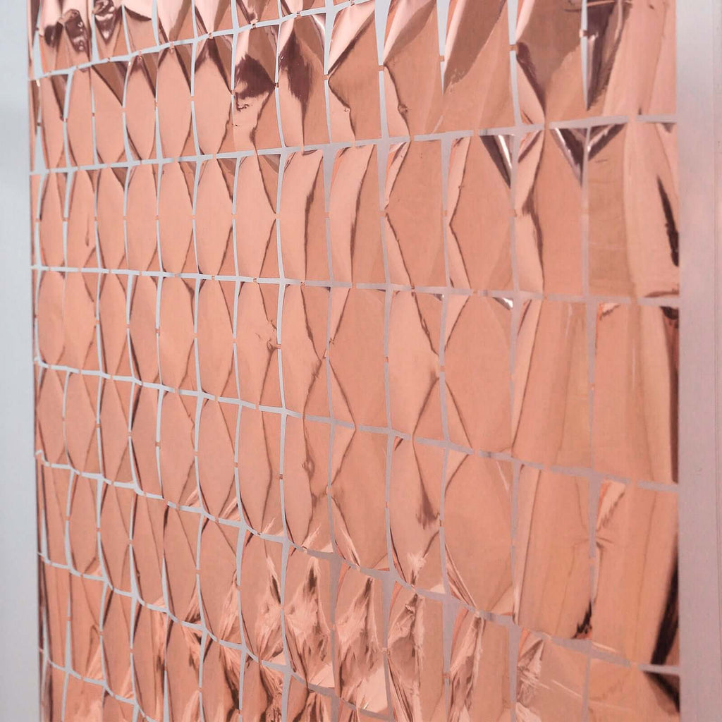 Shiny Rose Gold Metallic Foil Rectangle Curtain Party Backdrop Door Window Curtain - 3ftx6.5ft - Bell Racket Store