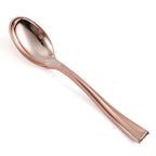 24-Pack Plastic Mini Dessert Spoons Rose Gold - Heavy Duty Disposable Silverware 4"