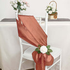 5 Pack Satin Chair Sashes Terracotta (Rust) - Durable Chair Bows with Shiny Finish 6"x106"