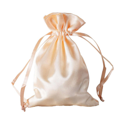 12 Pack 4"x6" Peach Satin Drawstring Wedding Party Favor Gift Bags