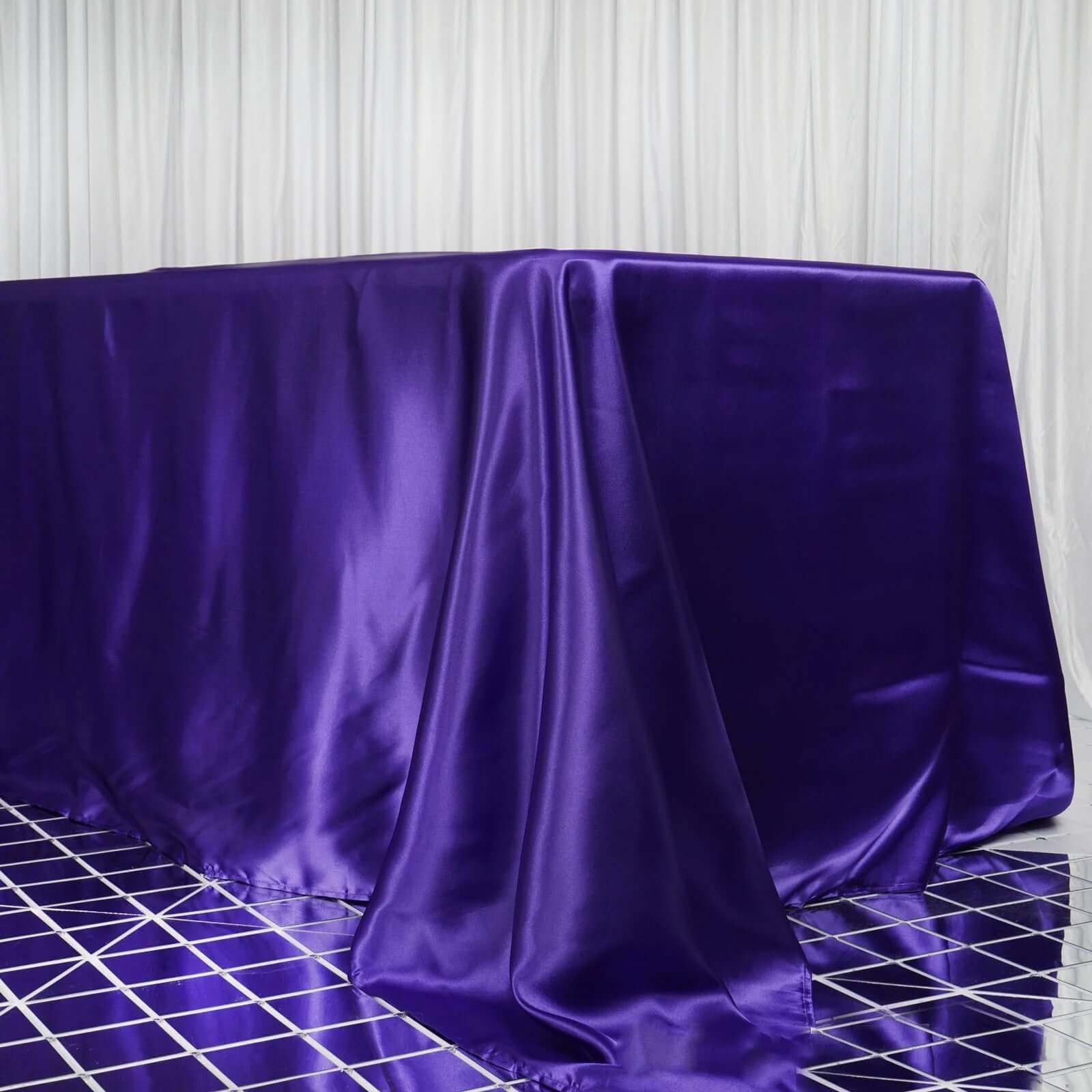 Satin Rectangular 90"x156" Tablecloth Purple - Seamless Table Cover