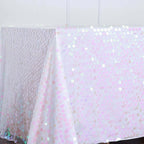 Sequin 90"x132" Rectangle Tablecloth Iridescent - Seamless Big Payette Table Cover