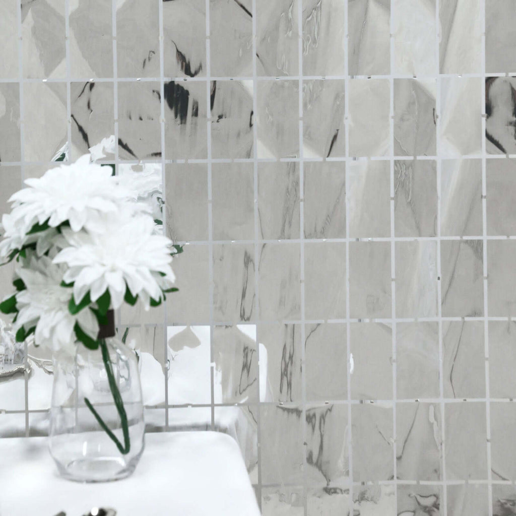 Shiny Silver Metallic Foil Rectangle Curtain Party Backdrop Door Window Curtain - 3ftx6.5ft - Bell Racket Store