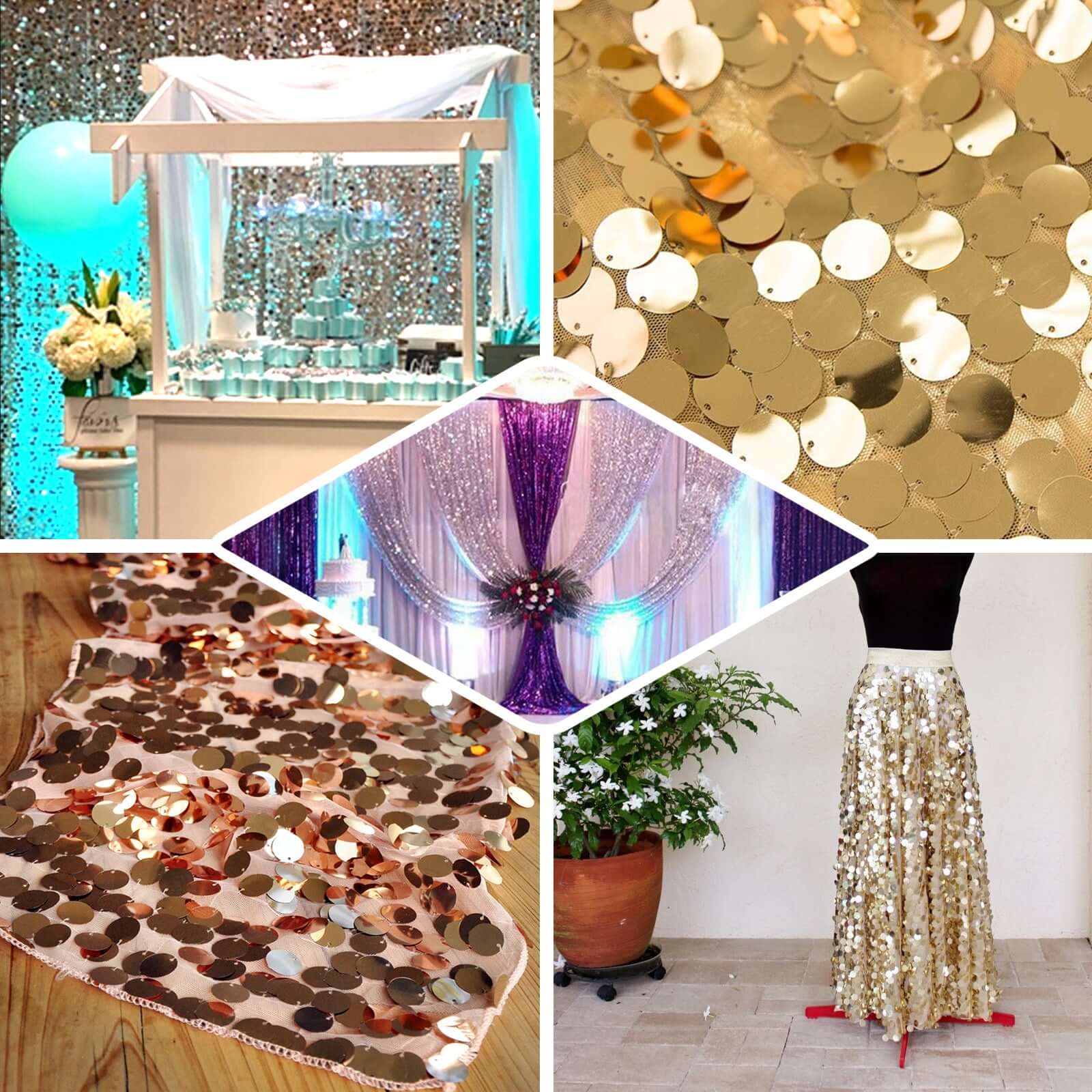 54"x4 Yards Silver Big Payette Sequin Fabric Roll, Mesh Sequin DIY Craft Fabric Bolt