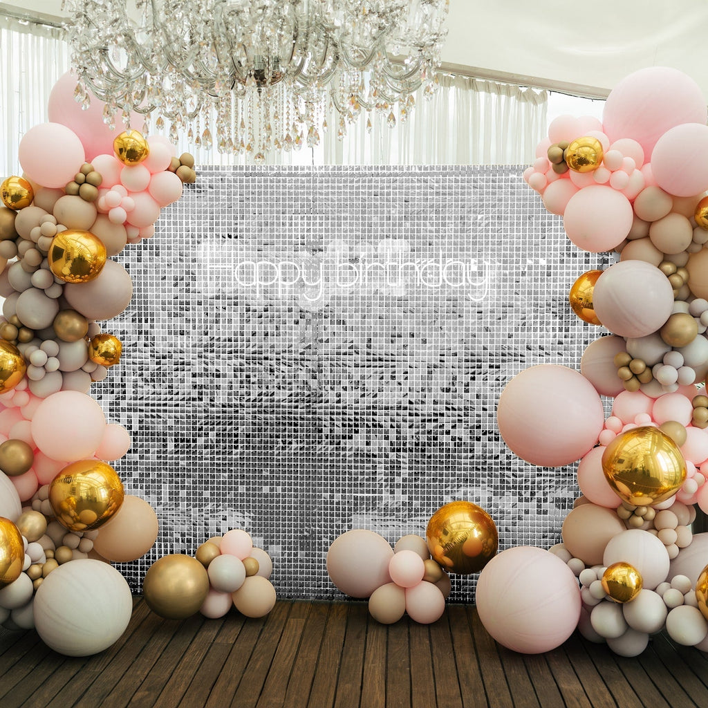 Shiny Silver Square Sequin Shimmer Wall Party Photo Backdrop, 24sq.ft Active Spangle Wall Art DÃ©cor Panels - 24 Panels - Bell Racket Store
