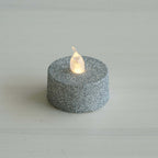 12-Pack LED Tealight Candles Glitter Silver Design - Flameless Battery Operated Tea Lights