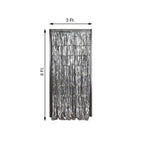 8ft Silver Metallic Tinsel Foil Fringe Doorway Curtain Party Backdrop