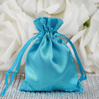 12 Pack 3"x4" Turquoise Satin Drawstring Wedding Party Favor Gift Bags