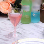 12-Pack Plastic Wine Glasses Clear Short Hollow Stem - Stylish Disposable Cups for Wine 6oz